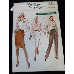 Very Easy Vogue Sewing Pattern 7101 Size 12 14 16 Vtg 80s Uncut Misses Junior
